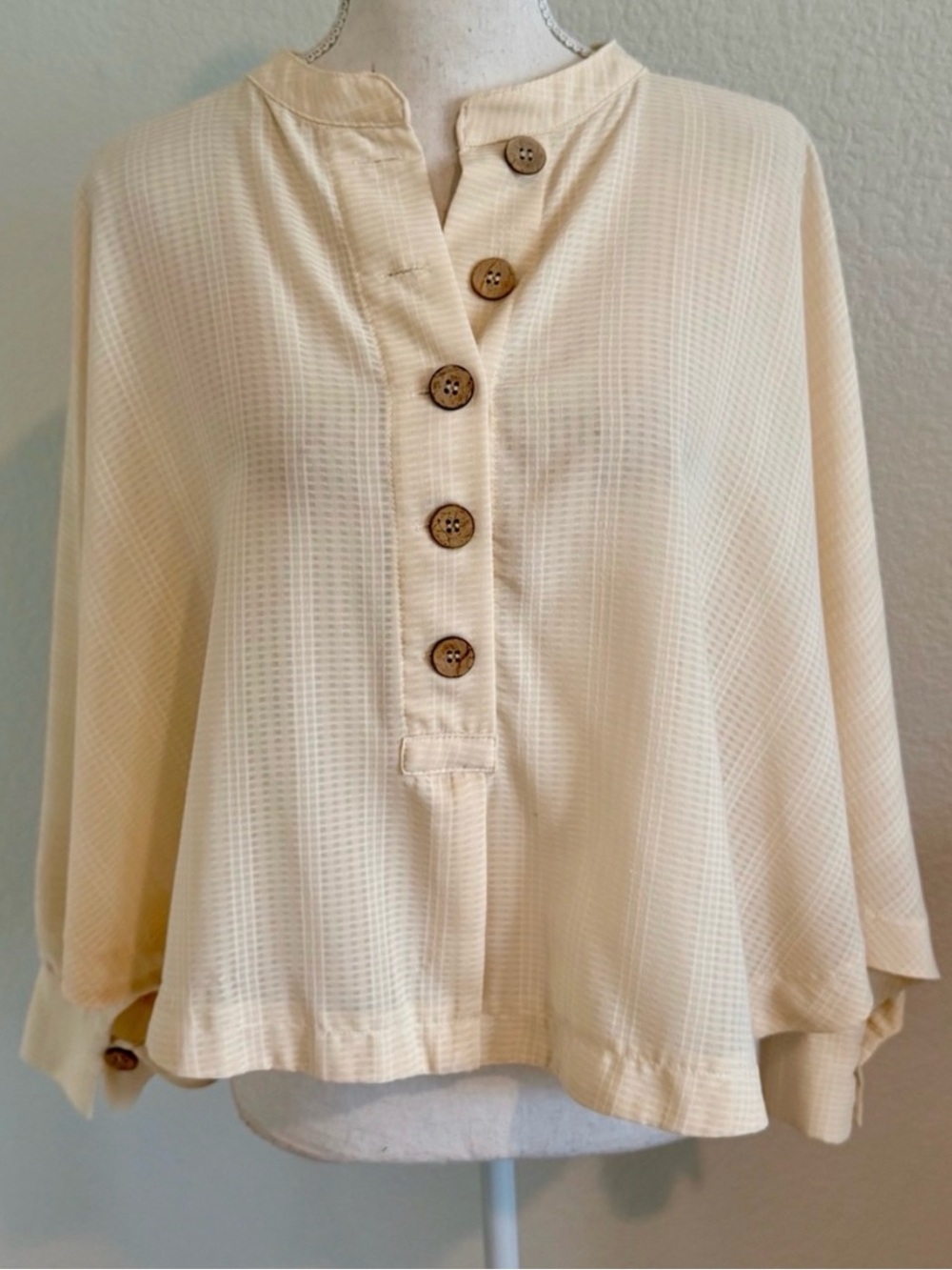 Karlie Cream Button-Front Blouse